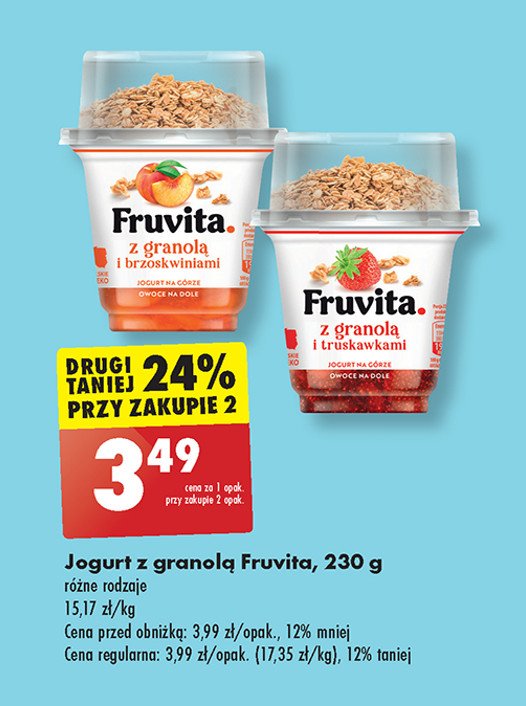 Jogurt brzoskwiniowy z granolą Fruvita promocja
