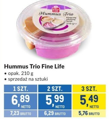 Hummus Trio Fine Life promocja w Makro