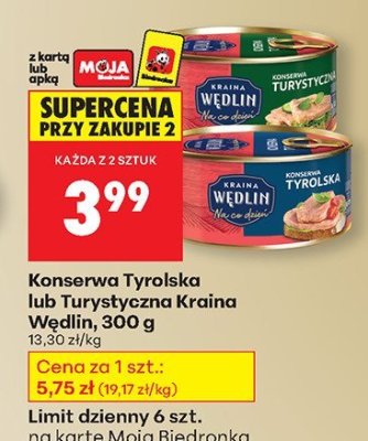 Konserwa Tyrolska lub Turystyczna Kraina Wędlin, 300 g promocja w Biedronka
