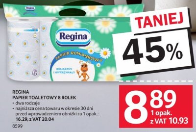 Papier toaletowy REGINA 8 rolek promocja w Selgros