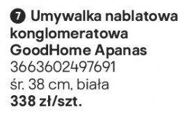 Umywalka nablatowa konglomeratowa GoodHome Apanas promocja w Castorama