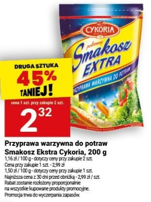 Przyprawa warzywna do potraw Smakosz Ekstra Cykoria, 200 g promocja w Twój Market