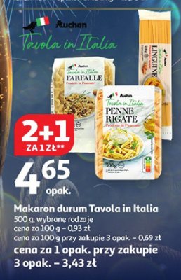Makaron durum Tavola in Italia 500 g, wybrane rodzaje promocja w Auchan