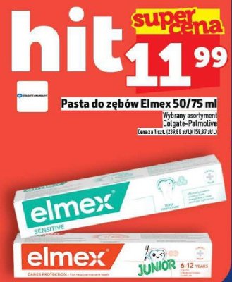 Pasta do zębów Elmex 50/75 ml promocja w TOPAZ