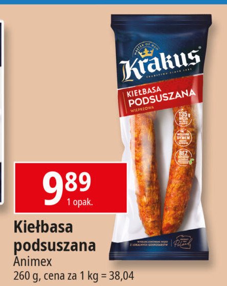 Kiełbasa podsuszana Krakus animex promocja w Leclerc