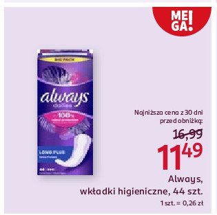 Wkładki higieniczne long plus Always dailies extra protect promocja