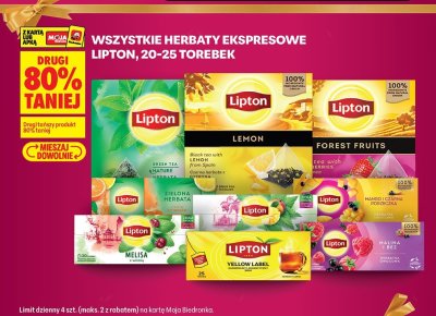 Herbata Lipton ekspresowa 20-25 torebek różne rodzaje promocja w Biedronka