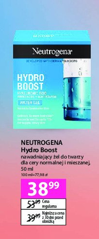 Żel nawadniający cera normalna i mieszana Neutrogena hydro boost promocja