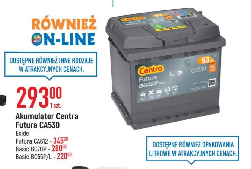 Akumulator futura ca530 53 ah/540 a Centra promocja