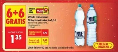 Woda mineralna niegazowana, 6x1,5 l promocja w Biedronka