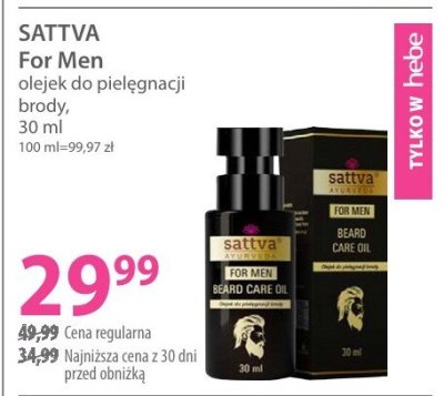 Olejek do pielęgnacji brody SATTVA For Men promocja w Hebe