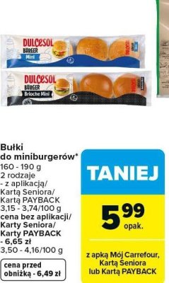 Bułki do miniburgerów Dulcesol Burger Mini promocja w Carrefour