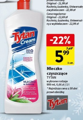 Mleczko czyszczące TYTAN wybrane rodzaje promocja w Intermarche