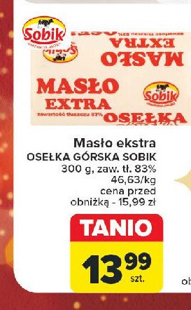 Masło osełka górska Sobik promocja w Carrefour Market