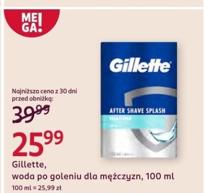 Woda po goleniu Gillette, dla mężczyzn, 100 ml promocja w Rossmann