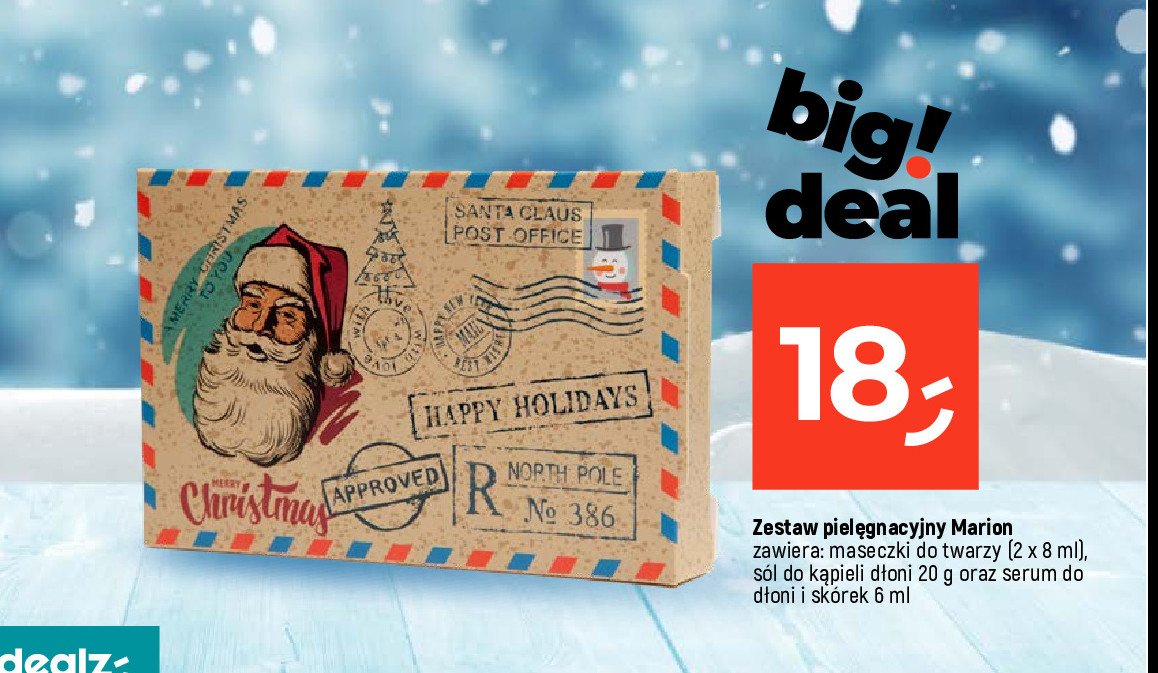 Zestaw pielęgnacyjny: sól do kąpieli dłoni 20 g + maseczki do twarzy 2 x 8 ml + serum do dłoni i skórek 6 ml Marion promocja
