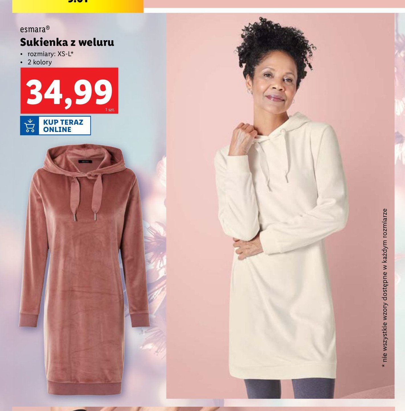 Sukienka damska welurowa Esmara promocja w Lidl