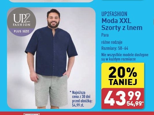 Szorty z lnem męskie 58-64 Up2fashion promocja