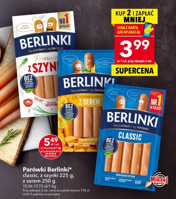 Parówki Berlinki Classic 225g promocja w LEWIATAN