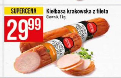 Kiełbasa krakowska krucha z fileta Olewnik promocja