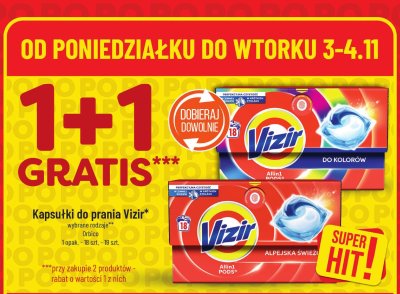 Kapsułki do prania Vizir 1+1 gratis promocja w POLOmarket