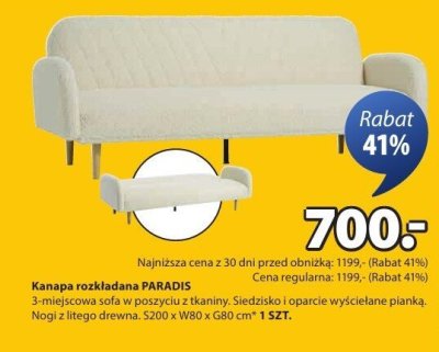 Kanapa rozkładana PARADIS promocja w Jysk