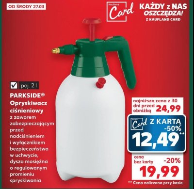 Opryskiwacz ciśnieniowy 2 l Parkside promocja