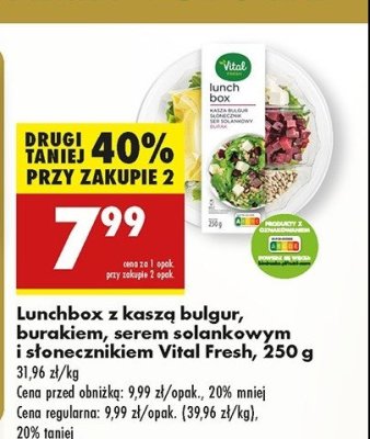 Lunchbox z kaszą bulgur burakiem serem solankowym i słonecznikiem Vital fresh promocja