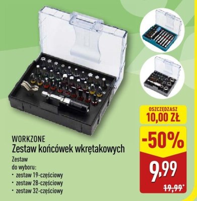 Zestaw końcówek wkrętakowych WORKZONE promocja w Aldi
