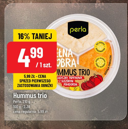 Hummus trio klasyczny papryka-pomidor Perla promocja