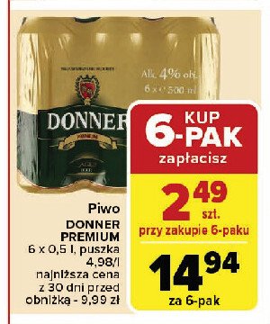 Piwo DONNER PREMIUM promocja w Carrefour