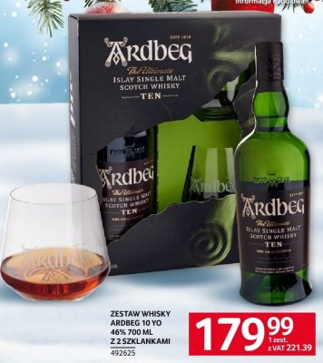 Zestaw whisky Ardbeg 10 YO 46% 700 ml z 2 szklankami promocja w Selgros