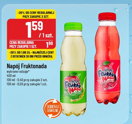 Napój jabłko- mięta Fruktonada promocja