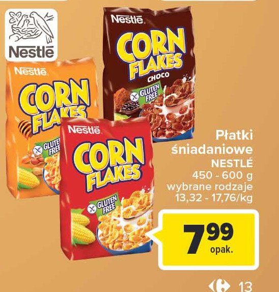 Płatki śniadaniowe bez glutenu Nestle corn flakes Corn flakes (nestle) promocje