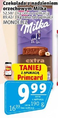 Czekolada z nadzieniem orzechowym Milka MONDELEZ promocja w Prim Market