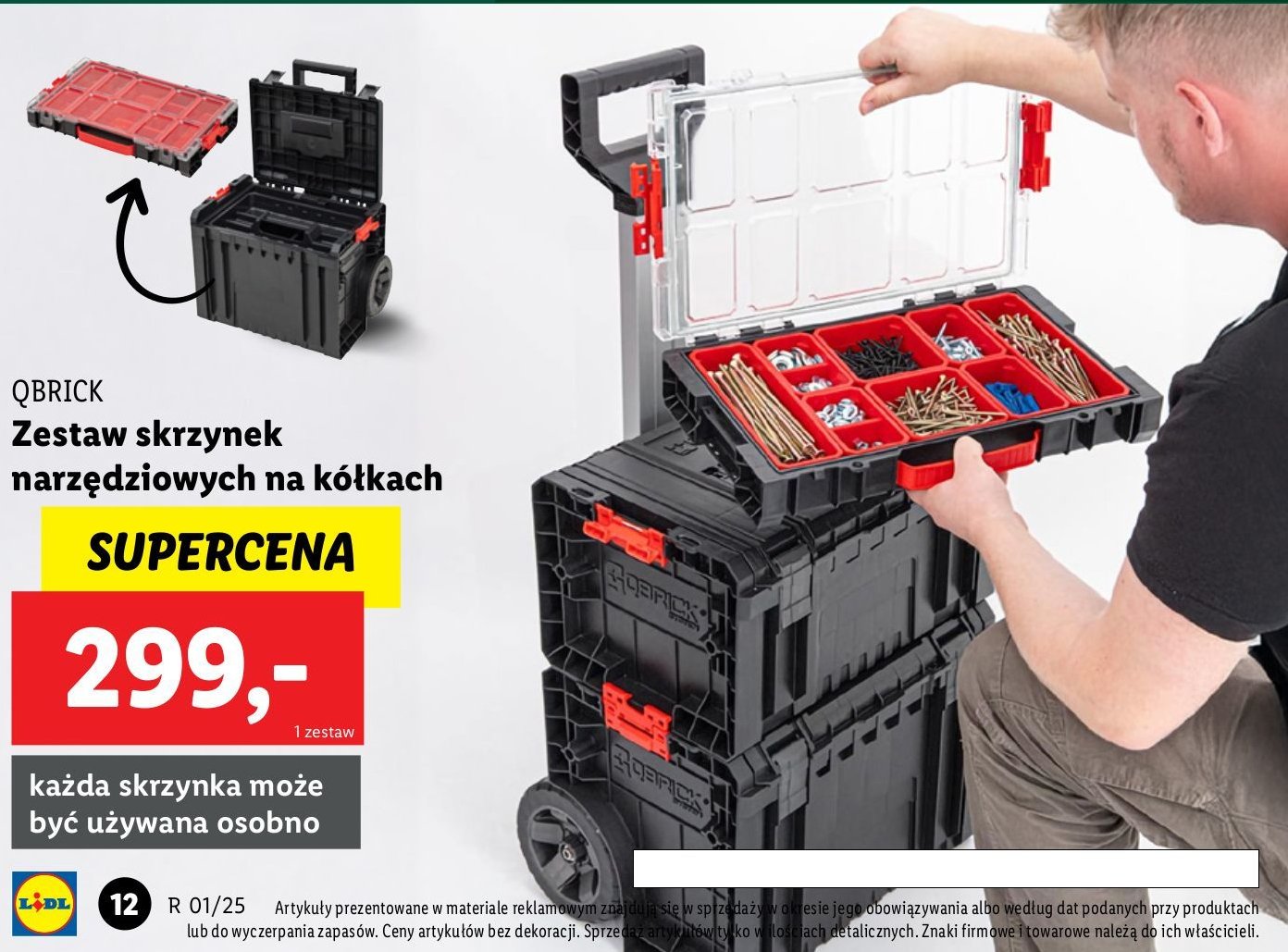 Skrzynka na narzędzia na kółkach Qbrick system promocja w Lidl