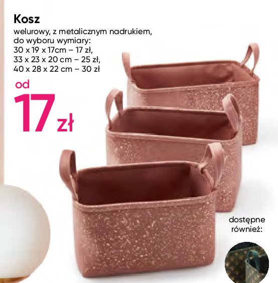 Kosz welurowy z metalicznym nadrukiem 33 x 23 x 20 cm promocja