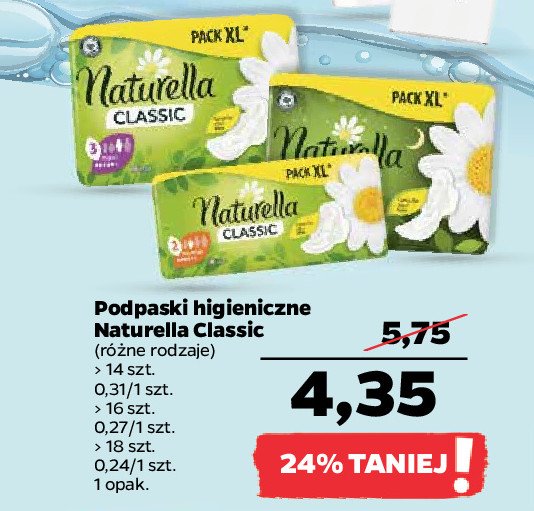 Podpaski higieniczne normal camomile Naturella classic promocje