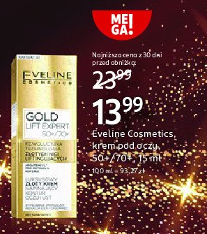 Krem pod oczy i ust 50+/70+ Eveline gold lift expert promocja