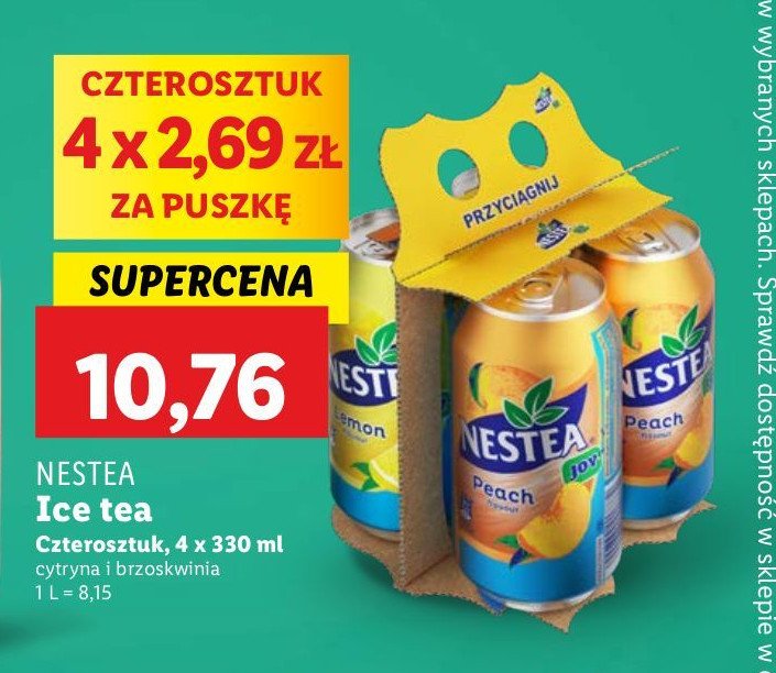Napój peach + napój lemon Nestea promocja w Lidl