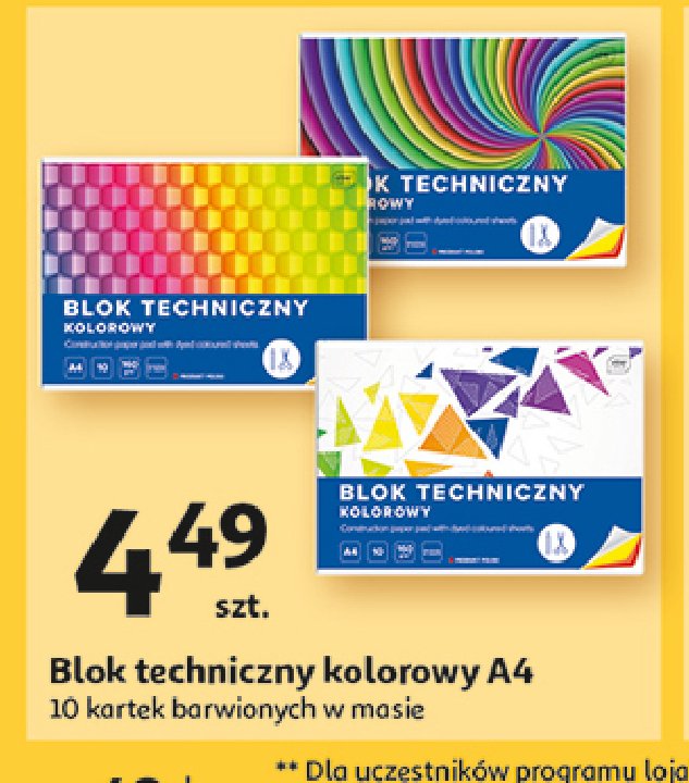 Blok techniczny a4/10 k. kolorowy Interdruk promocja