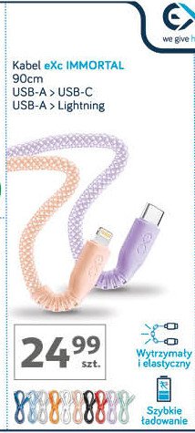 Kabel usb whippy pro 90 cm usb-a lightning Exc promocja