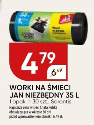 Worki na śmieci Jan Niezbędny 35 L promocja w Chata Polska