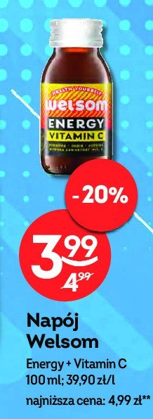 Shot energetyczny vitamin c WELSOM promocja