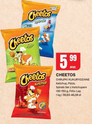 Cheetos Chrupki kukurydziane Ketchup, Pizza, Spirals Ser z Ketchupem 130-150 g, Frito-Lay promocja w Chorten