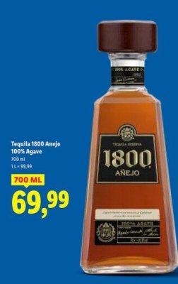 Tequila 1800 Anejo 100% Agave, 700 ml promocja w Lidl
