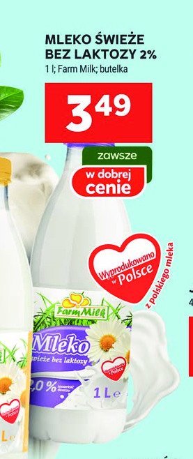 Mleko 2% bez laktozy Farm milk promocja