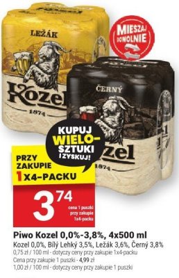 Piwo Kozel 0,0%-3,8% 4x500ml promocja w Twój Market