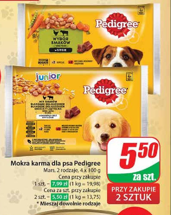 Karma dla psa wybór smaków z warzywami w sosie Pedigree promocja