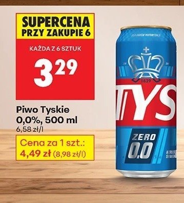 Piwo Tyskie 0,0% 500 ml promocja w Biedronka